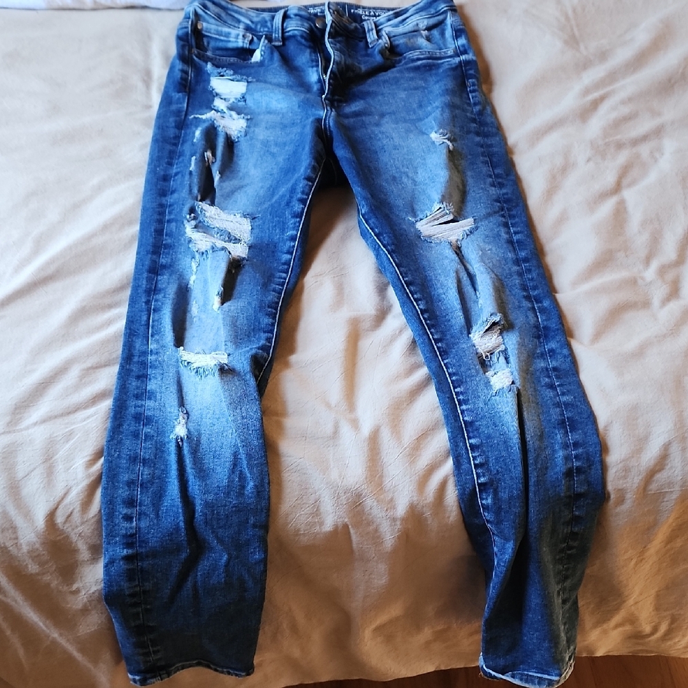 H&M Ripped Blue Skinny Jeans